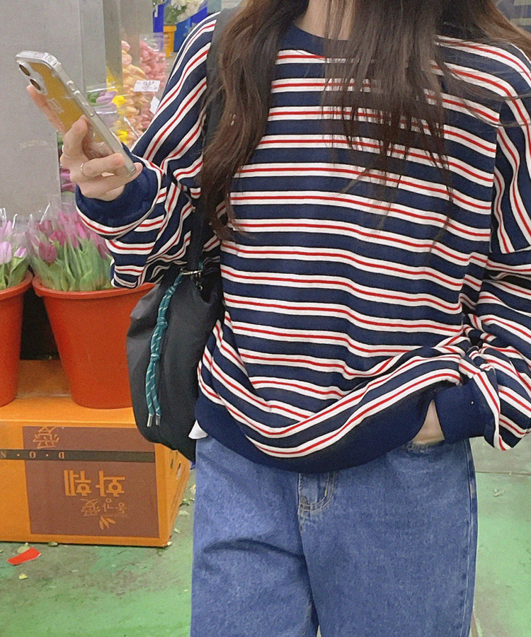 ストライプトレーナー NAVY