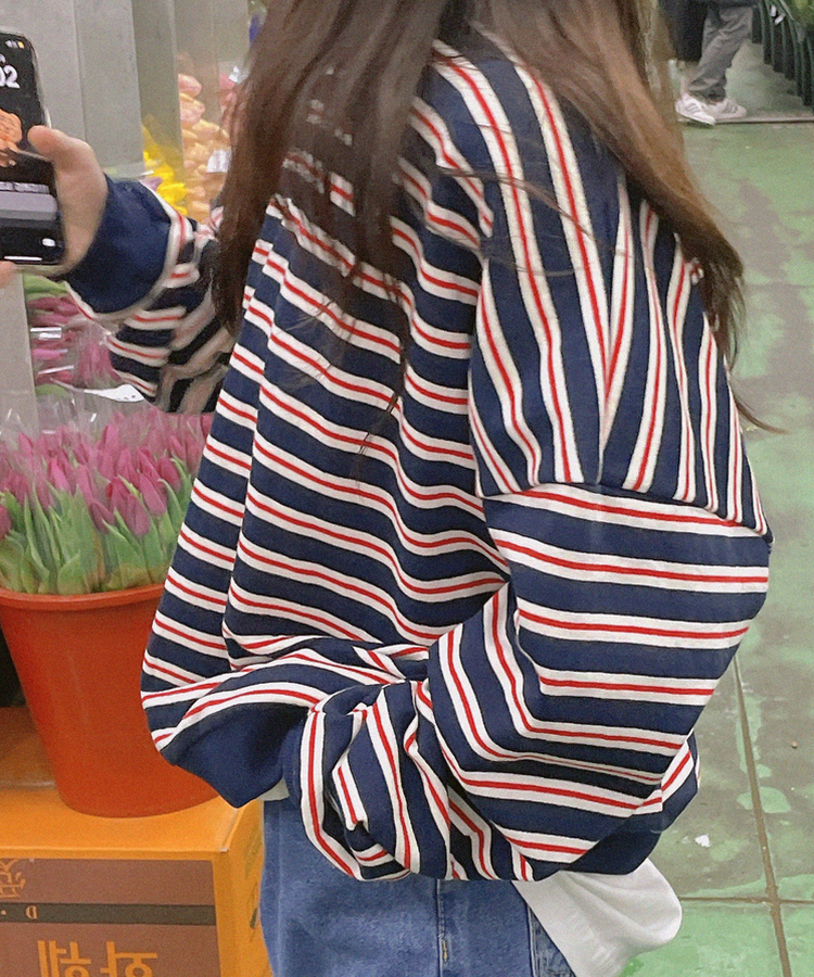 ストライプトレーナー NAVY