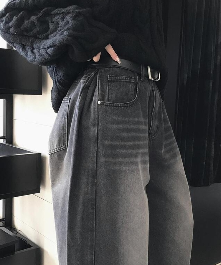 ワイドピンタックパンツ BLACK DENIM