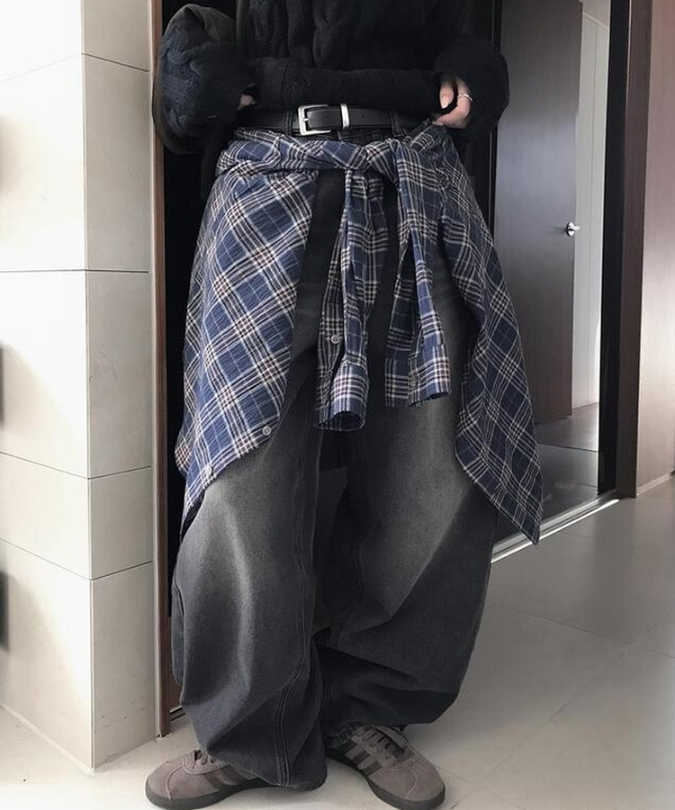 ワイドピンタックパンツ BLACK DENIM