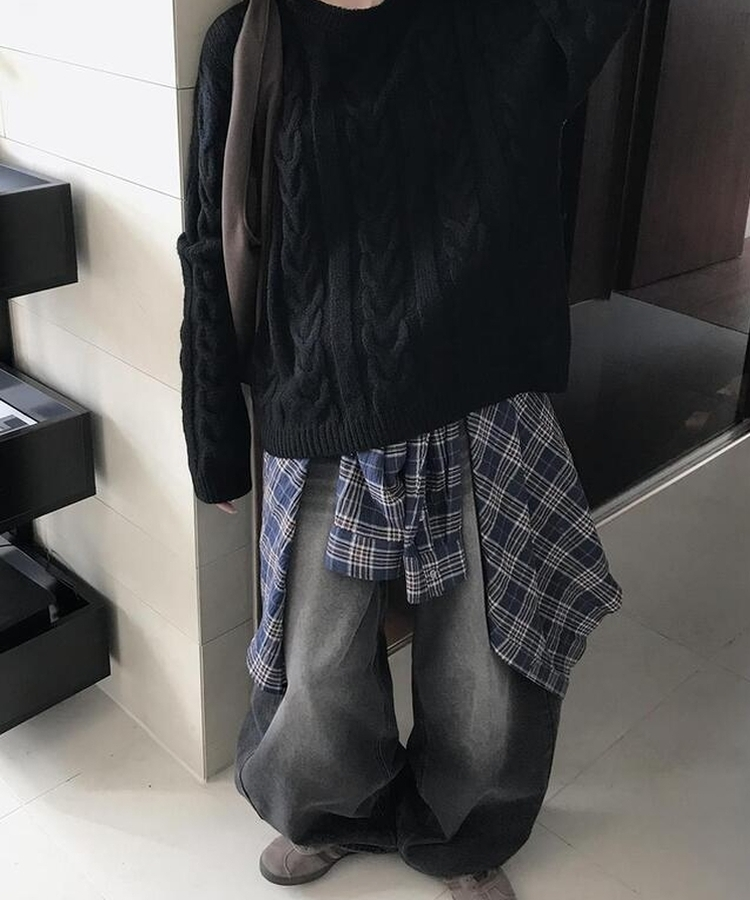 ワイドピンタックパンツ BLACK DENIM