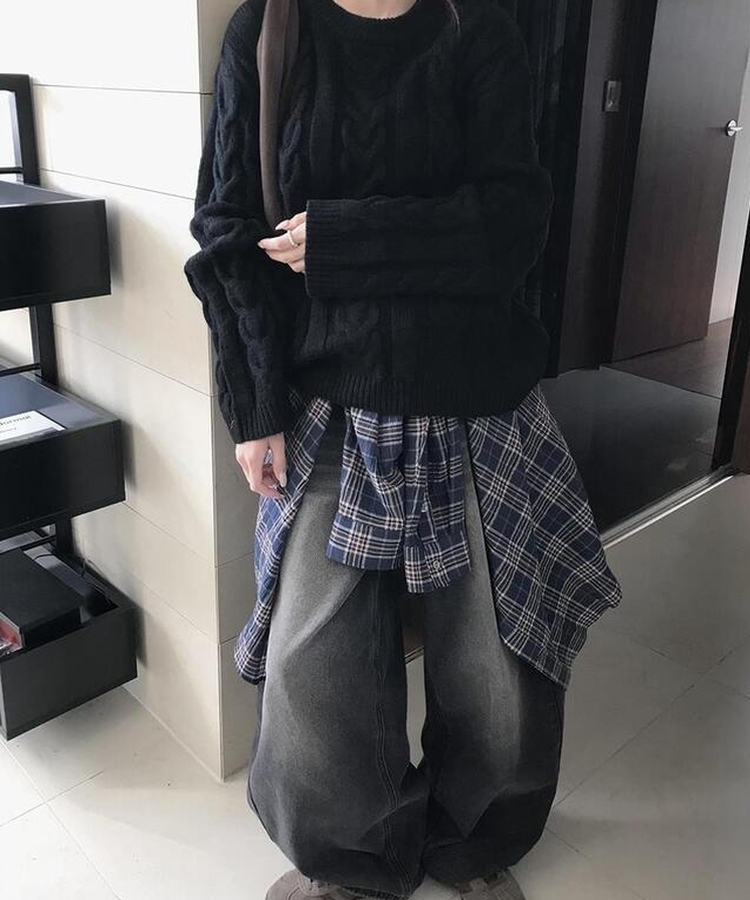 ワイドピンタックパンツ BLACK DENIM