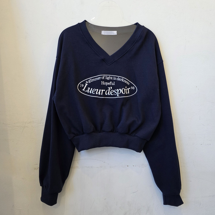 刺繍レタリングクロップトレーナー