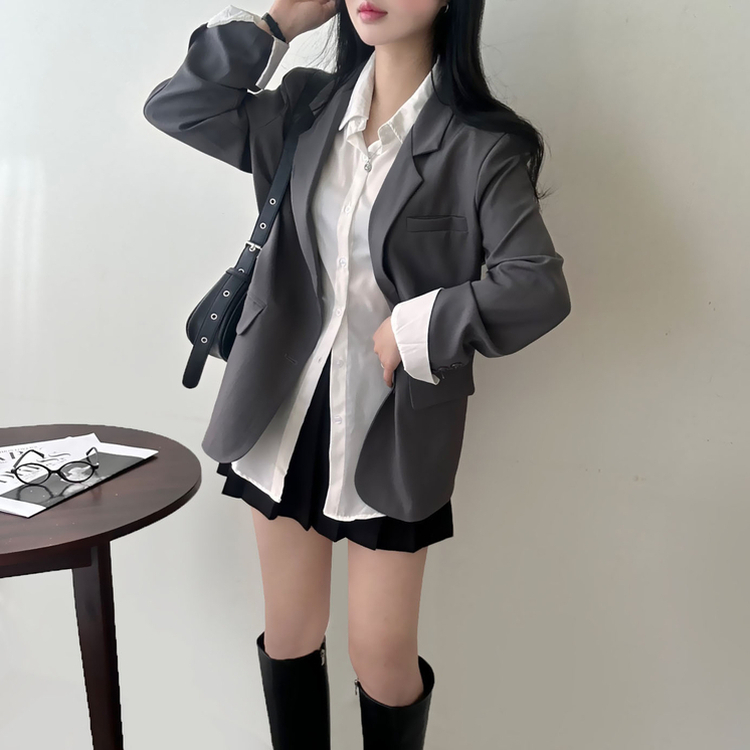 ベーシックボーイフィットジャケット CHARCOAL