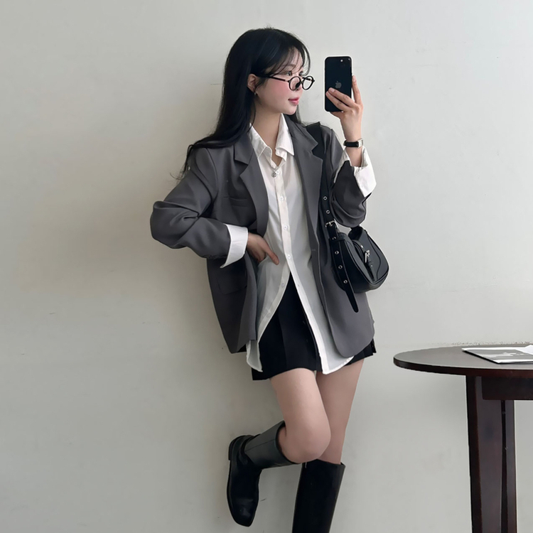 ベーシックボーイフィットジャケット CHARCOAL