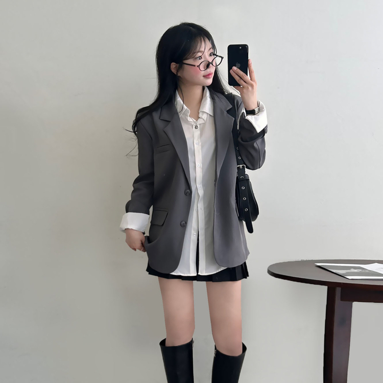 ベーシックボーイフィットジャケット CHARCOAL