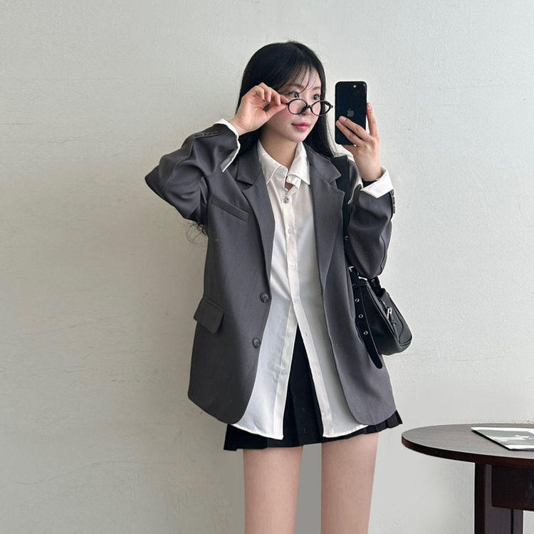 ベーシックボーイフィットジャケット CHARCOAL