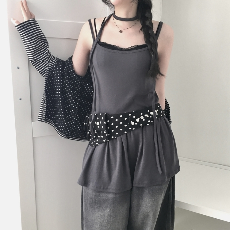 【カップ付き】レースインナーキャミソール BLACK
