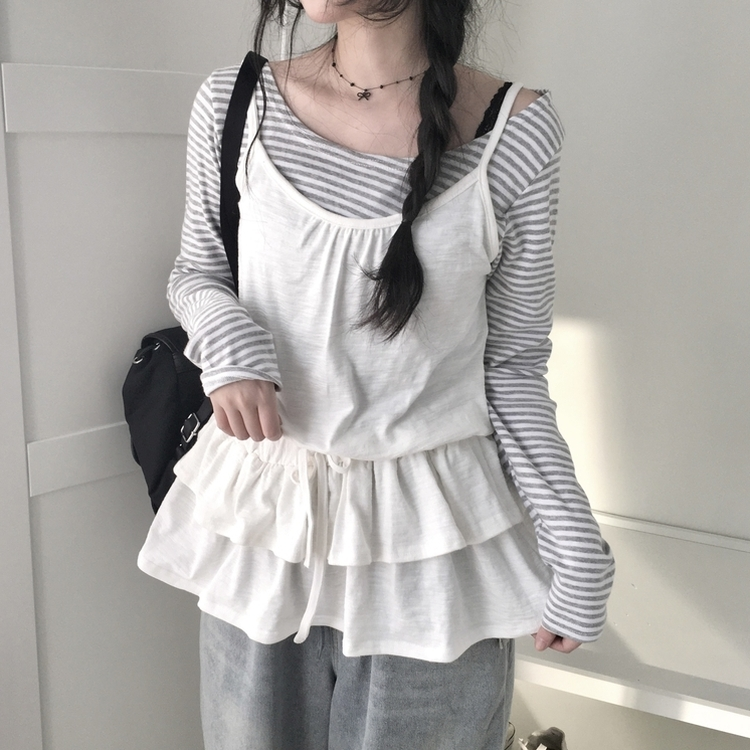 リボンフリルキャミソールミニワンピース IVORY
