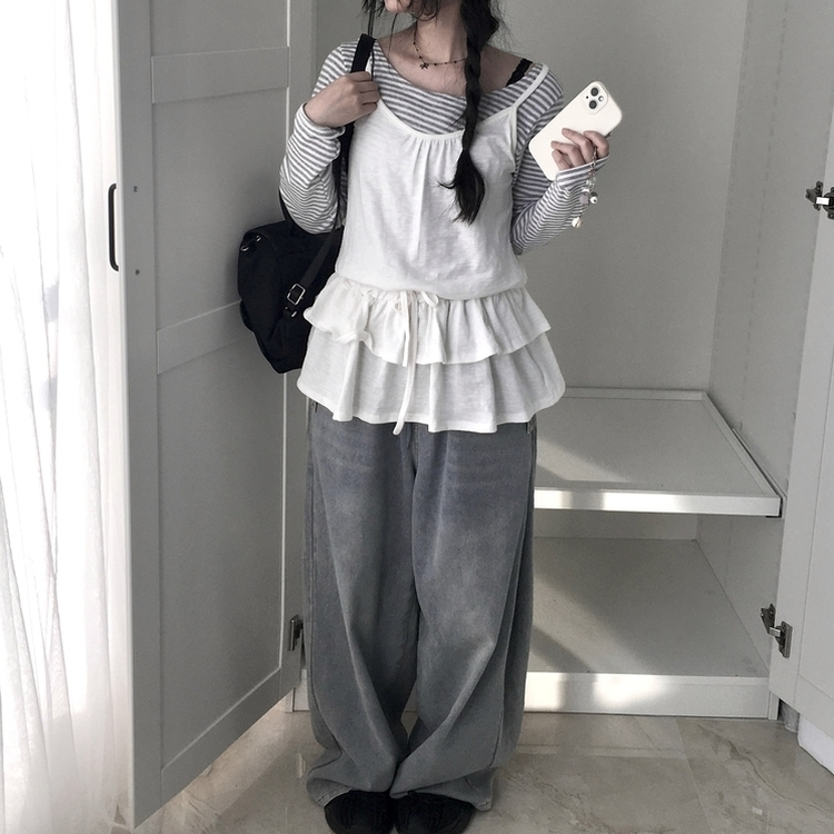 リボンフリルキャミソールミニワンピース IVORY