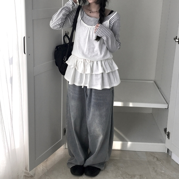 リボンフリルキャミソールミニワンピース IVORY