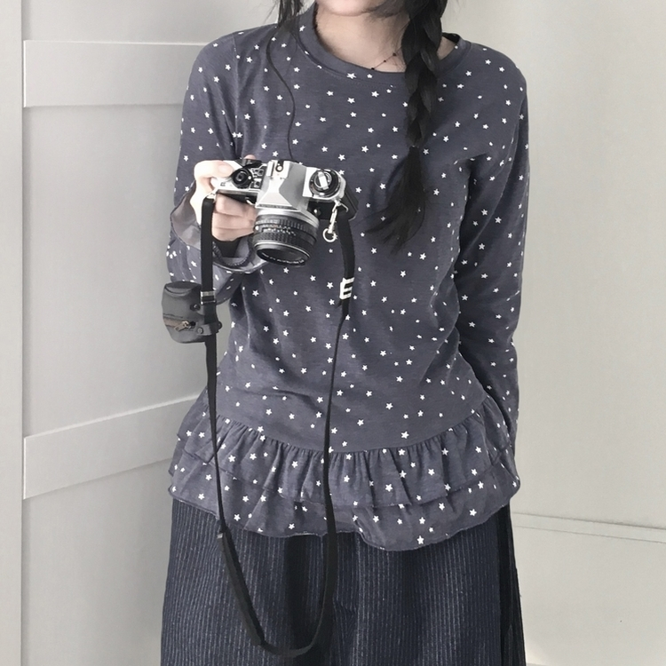 スタードットレイヤード長袖Tシャツ NAVY