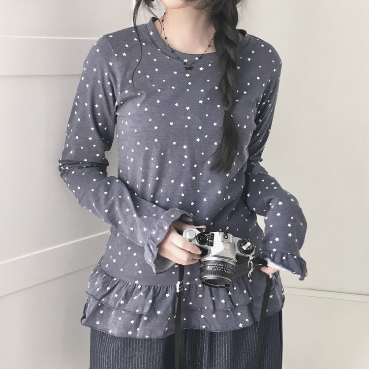 スタードットレイヤード長袖Tシャツ NAVY