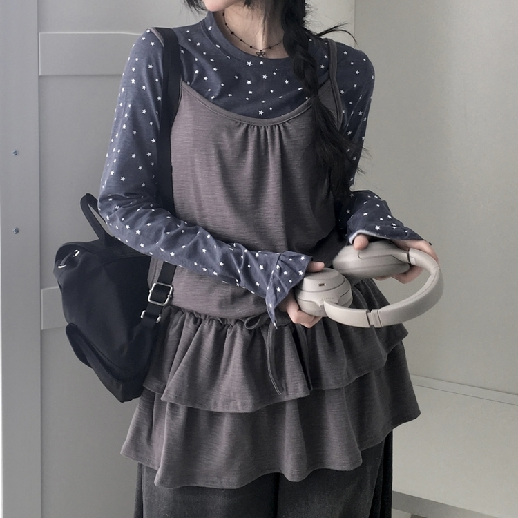 スタードットレイヤード長袖Tシャツ NAVY