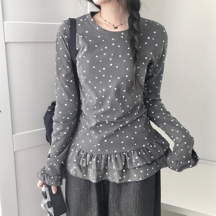 スタードットレイヤード長袖Tシャツ BLACK
