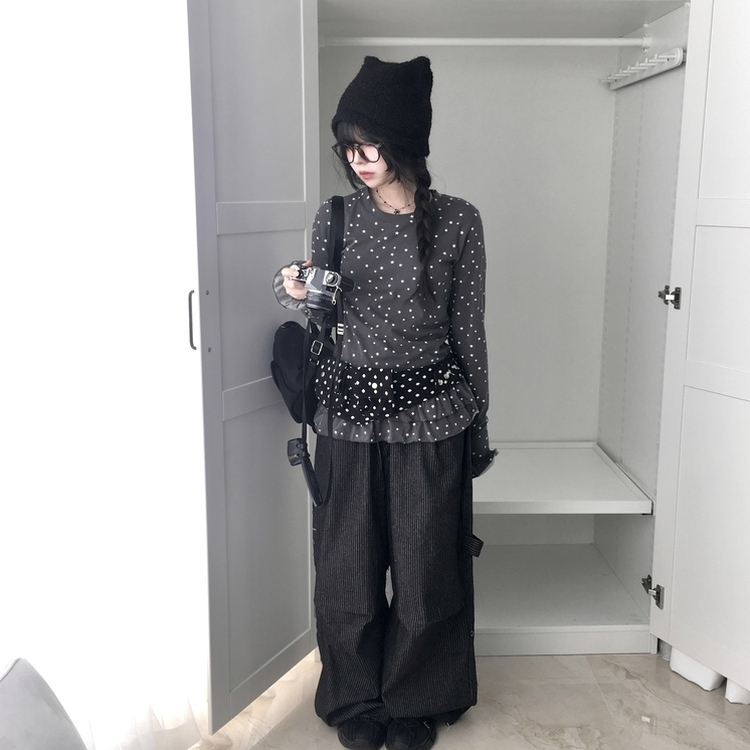 スタードットレイヤード長袖Tシャツ BLACK