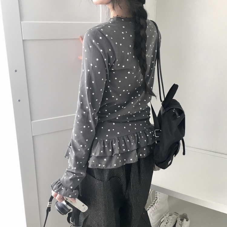 スタードットレイヤード長袖Tシャツ BLACK