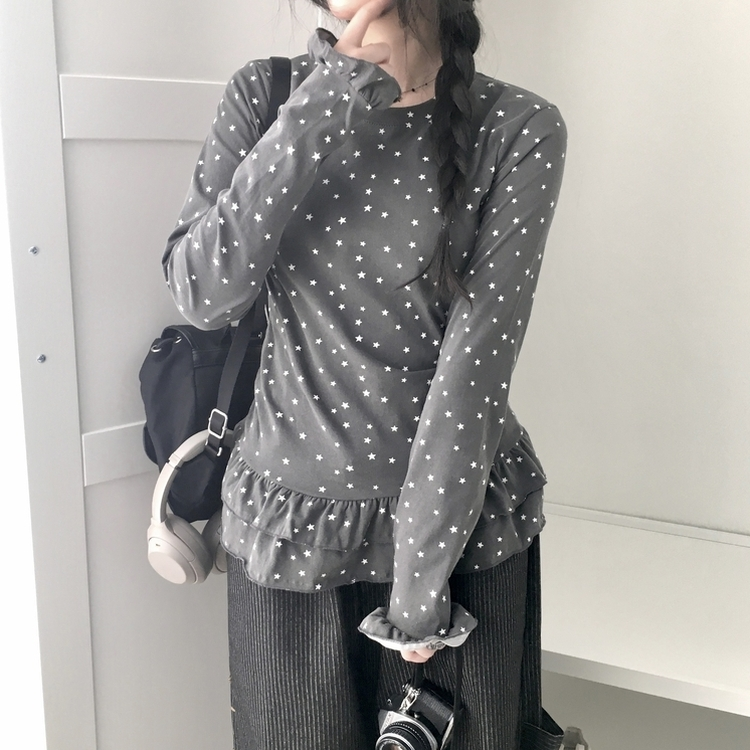スタードットレイヤード長袖Tシャツ BLACK
