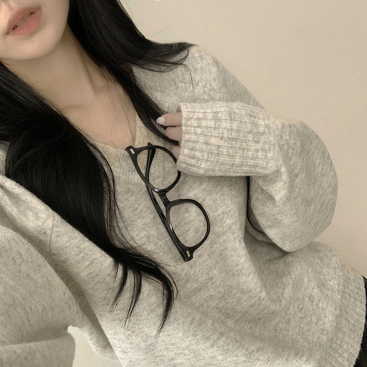 Vネックルーズフィットニット(7color) LIGHT GREY