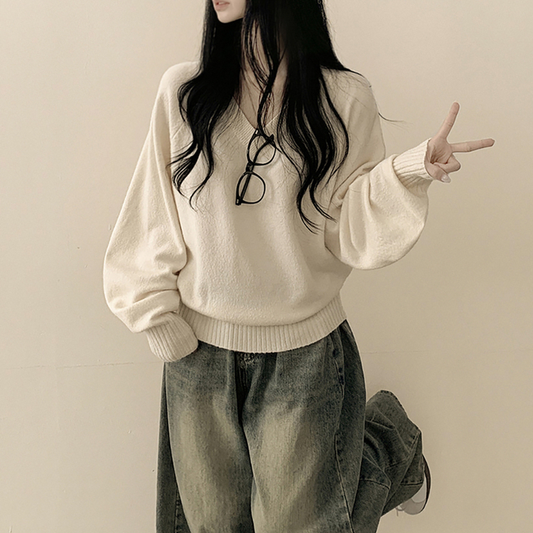 Vネックルーズフィットニット(7color) IVORY