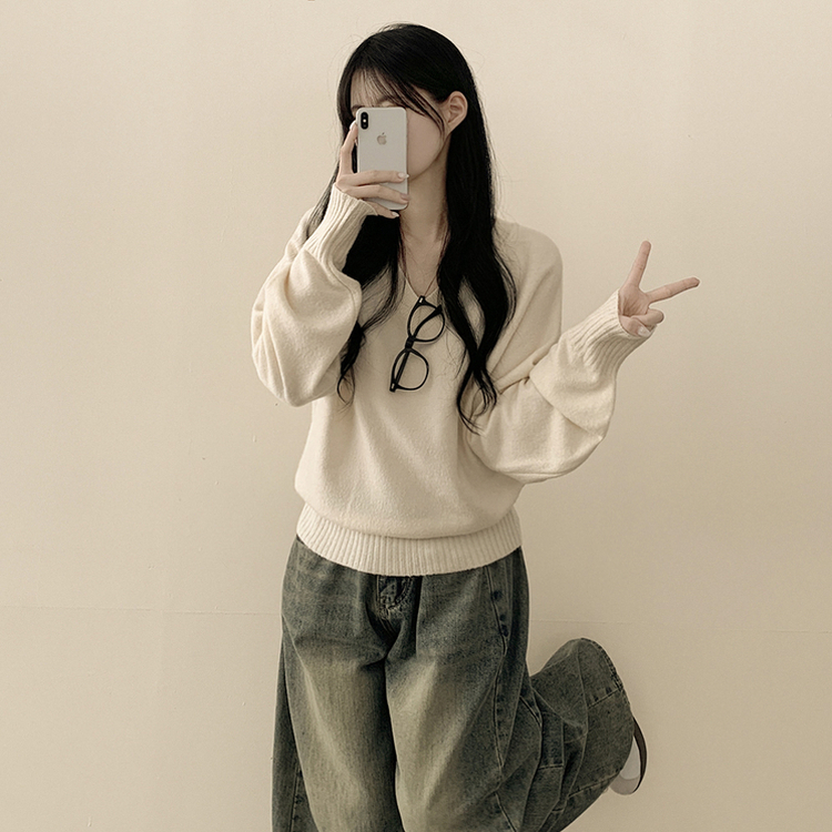 Vネックルーズフィットニット(7color) IVORY