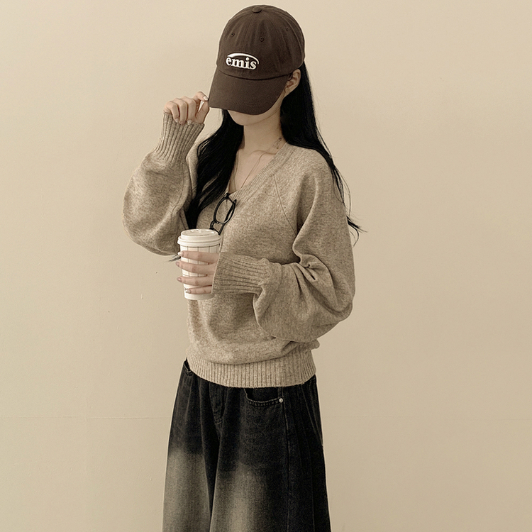 Vネックルーズフィットニット(7color) OATMEAL