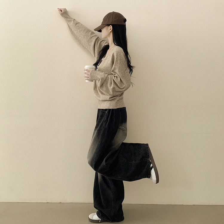 Vネックルーズフィットニット(7color) OATMEAL