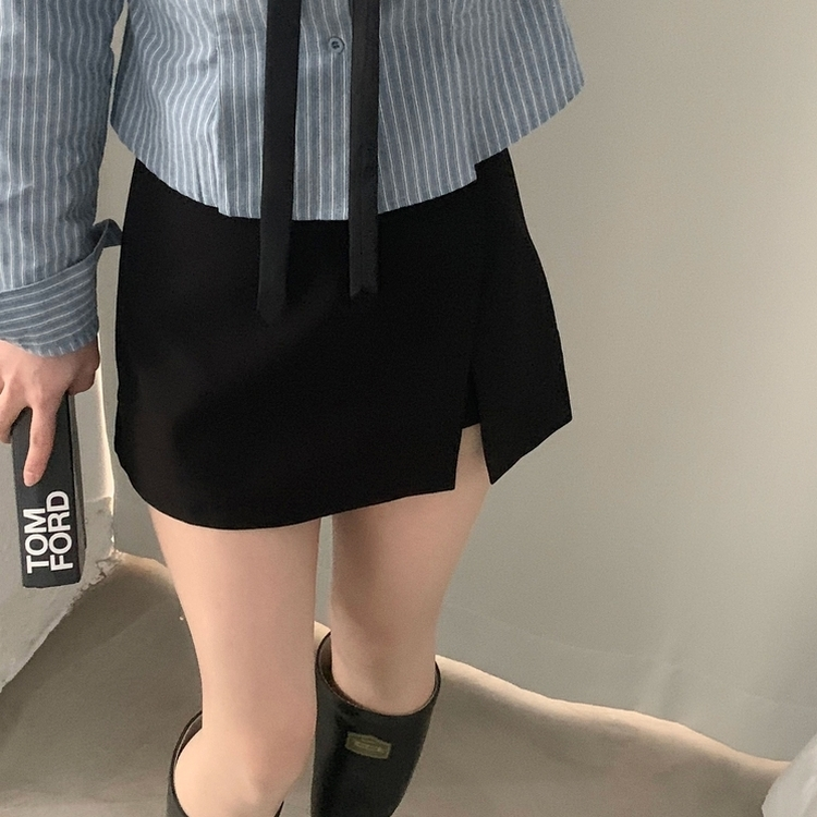 ラップAラインミニスカート(5color) BLACK