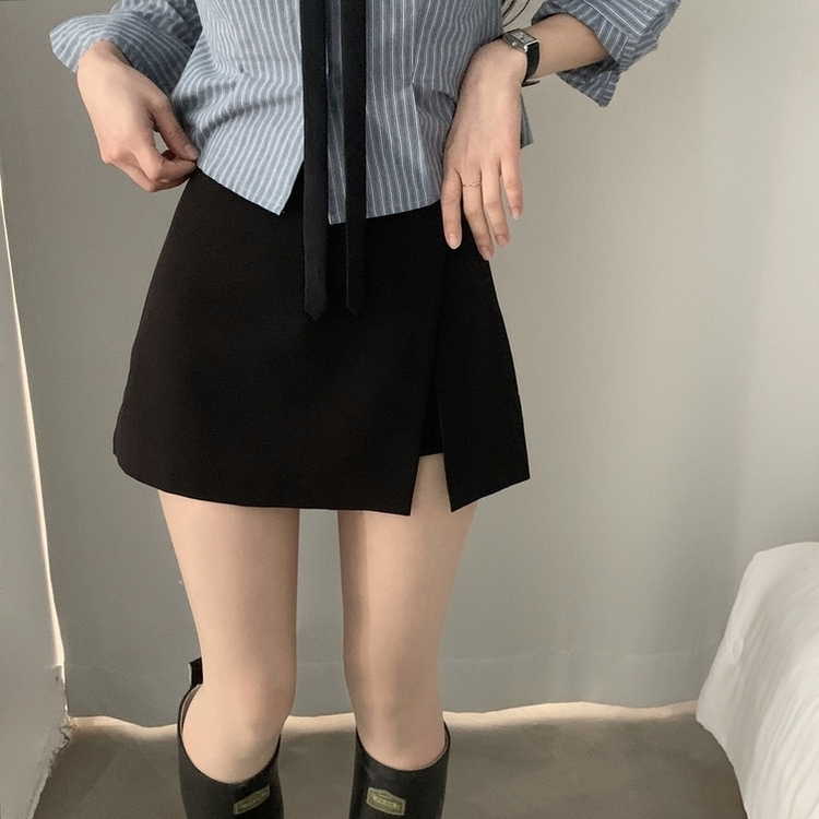 ラップAラインミニスカート(5color) BLACK