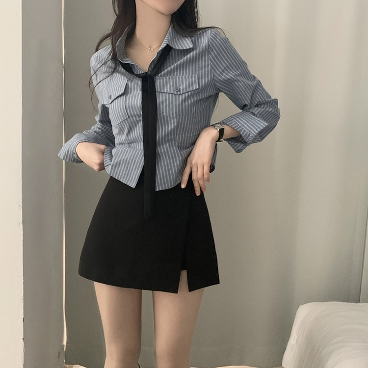 ラップAラインミニスカート(5color) BLACK