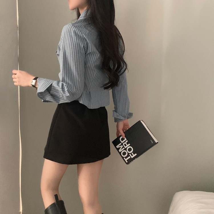 ラップAラインミニスカート(5color) BLACK
