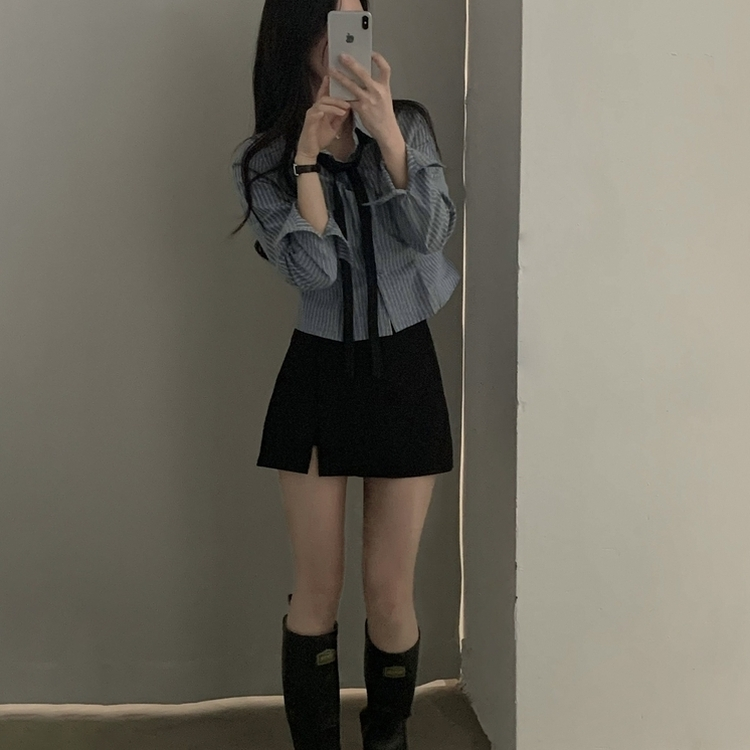 ラップAラインミニスカート(5color) BLACK
