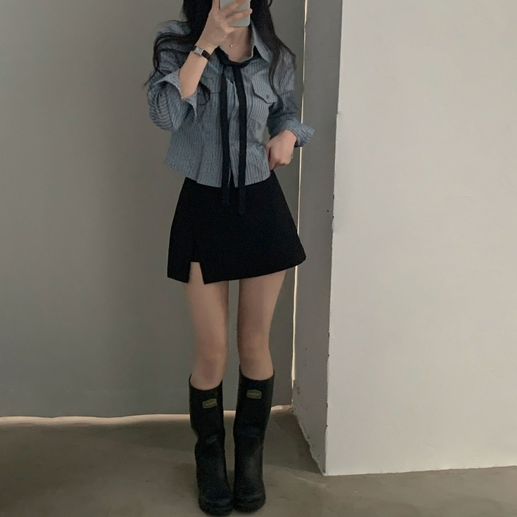 ラップAラインミニスカート(5color) BLACK