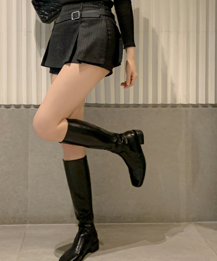 スローライズストライプスカートパンツ BLACK