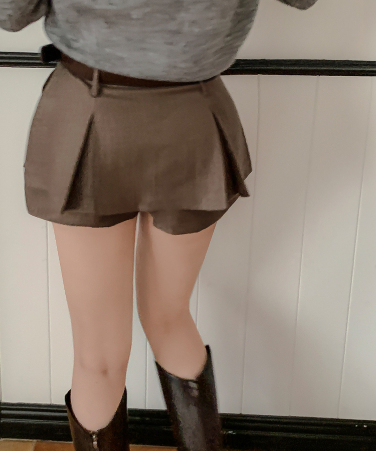 スローライズストライプスカートパンツ BROWN