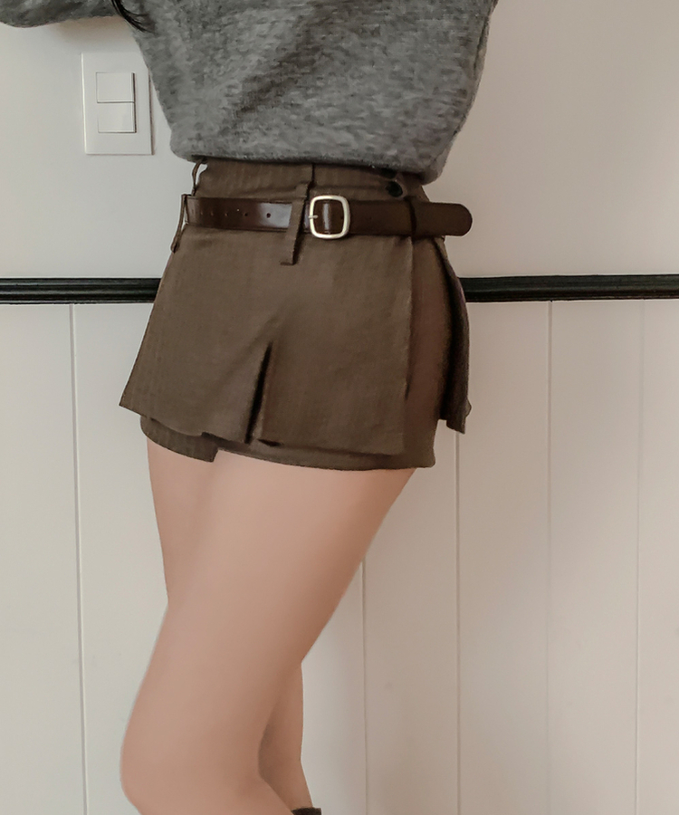スローライズストライプスカートパンツ BROWN