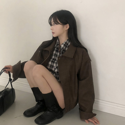 レザースエードブルゾンジャンパー BROWN