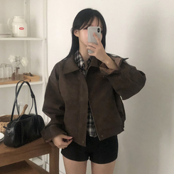 レザースエードブルゾンジャンパー BROWN