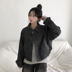 レザースエードブルゾンジャンパー CHARCOAL