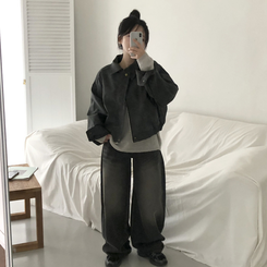 レザースエードブルゾンジャンパー CHARCOAL