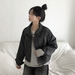 レザースエードブルゾンジャンパー CHARCOAL