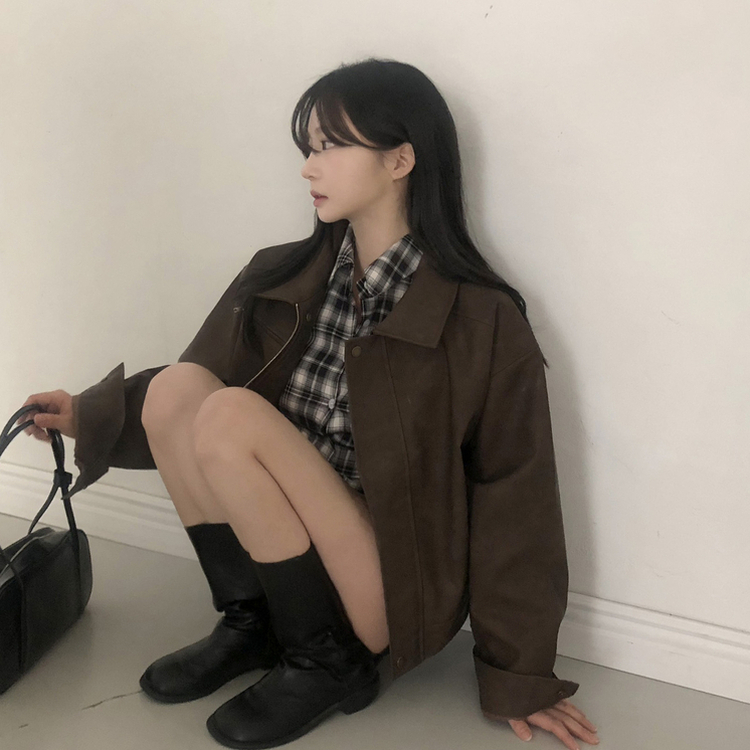 レザースエードブルゾンジャンパー BROWN