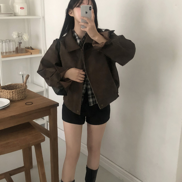 レザースエードブルゾンジャンパー BROWN