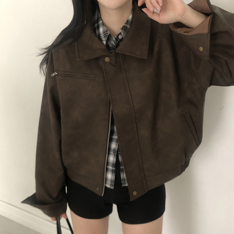 レザースエードブルゾンジャンパー BROWN