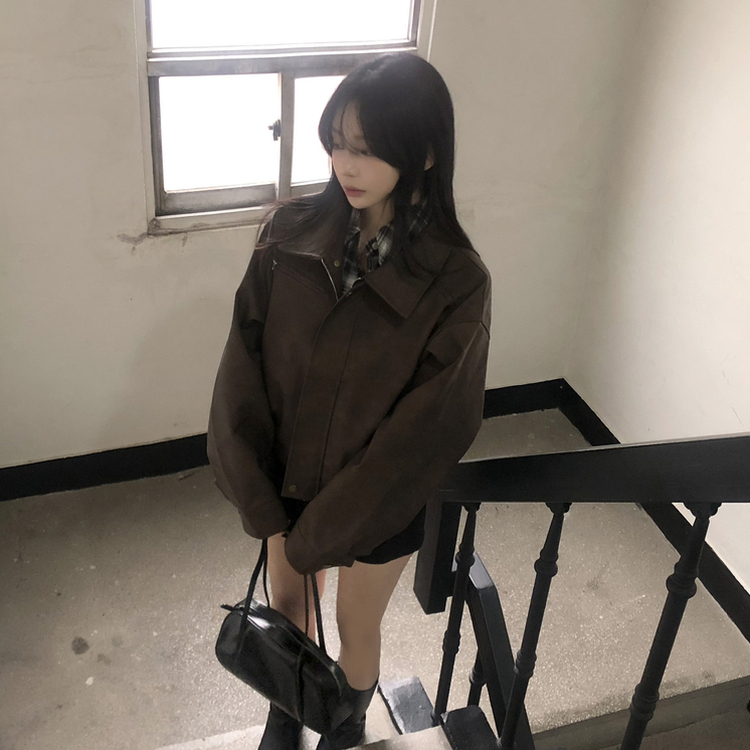 レザースエードブルゾンジャンパー BROWN