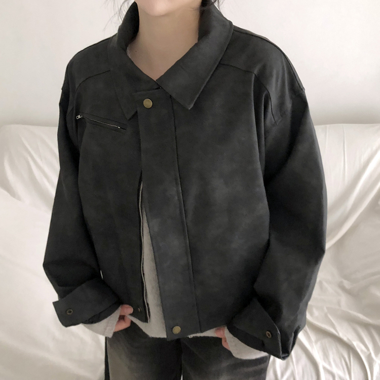 レザースエードブルゾンジャンパー CHARCOAL