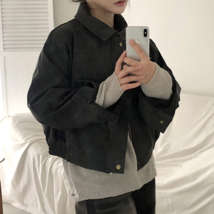 レザースエードブルゾンジャンパー CHARCOAL