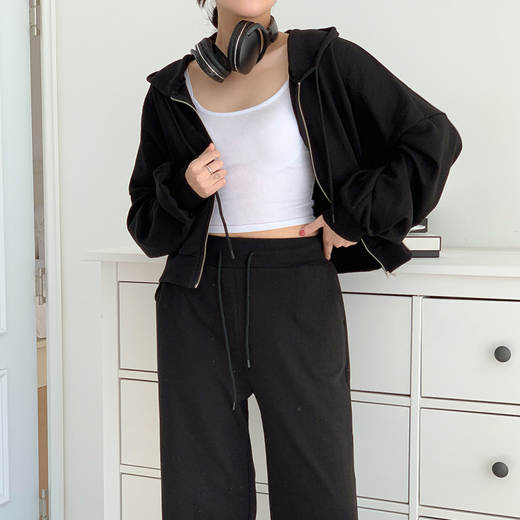 【SET】トレーニングフード ワイドパンツ BLACK