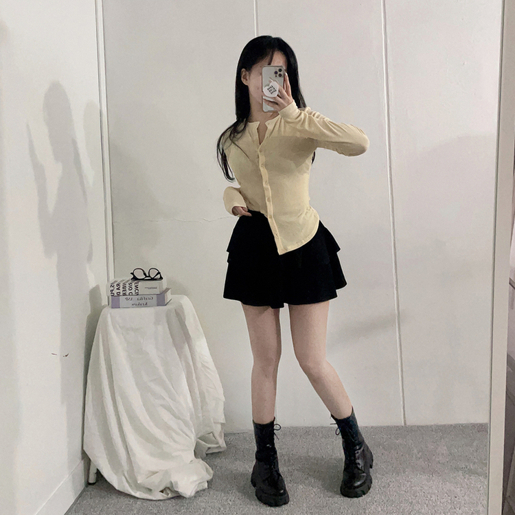 ティアードフレアスカートパンツ BLACK