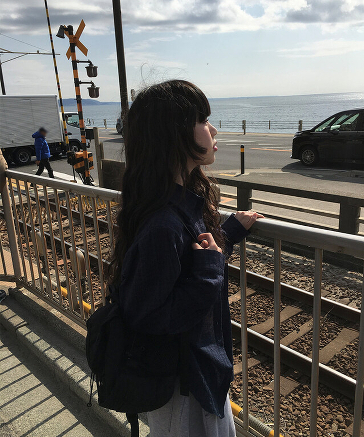 チェックナチュラルフィットシャツ NAVY